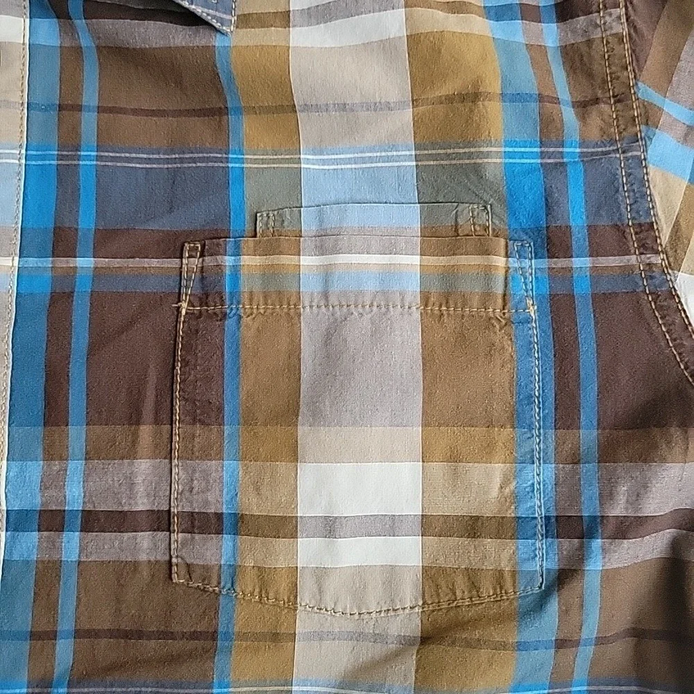 The North‎ Face Shirt Mens Large Blue Plaid Button Up Long Sleeve Outdoor Hiking